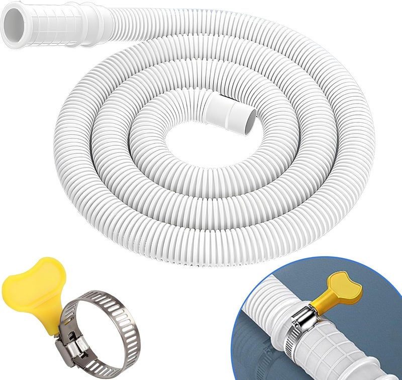 ROJMMFOL طقم خرطوم تصريف مزيل الرطوبة (5.25 قدم) – خرطوم تصريف PVC مضلع عالمي مع مشبك من الفولاذ المقاوم للصدأ ومسمار إبهام، تصميم مانع للتسرب، يناسب معظم مزيلات الرطوبة والغسالات المحمولة - Image 1
